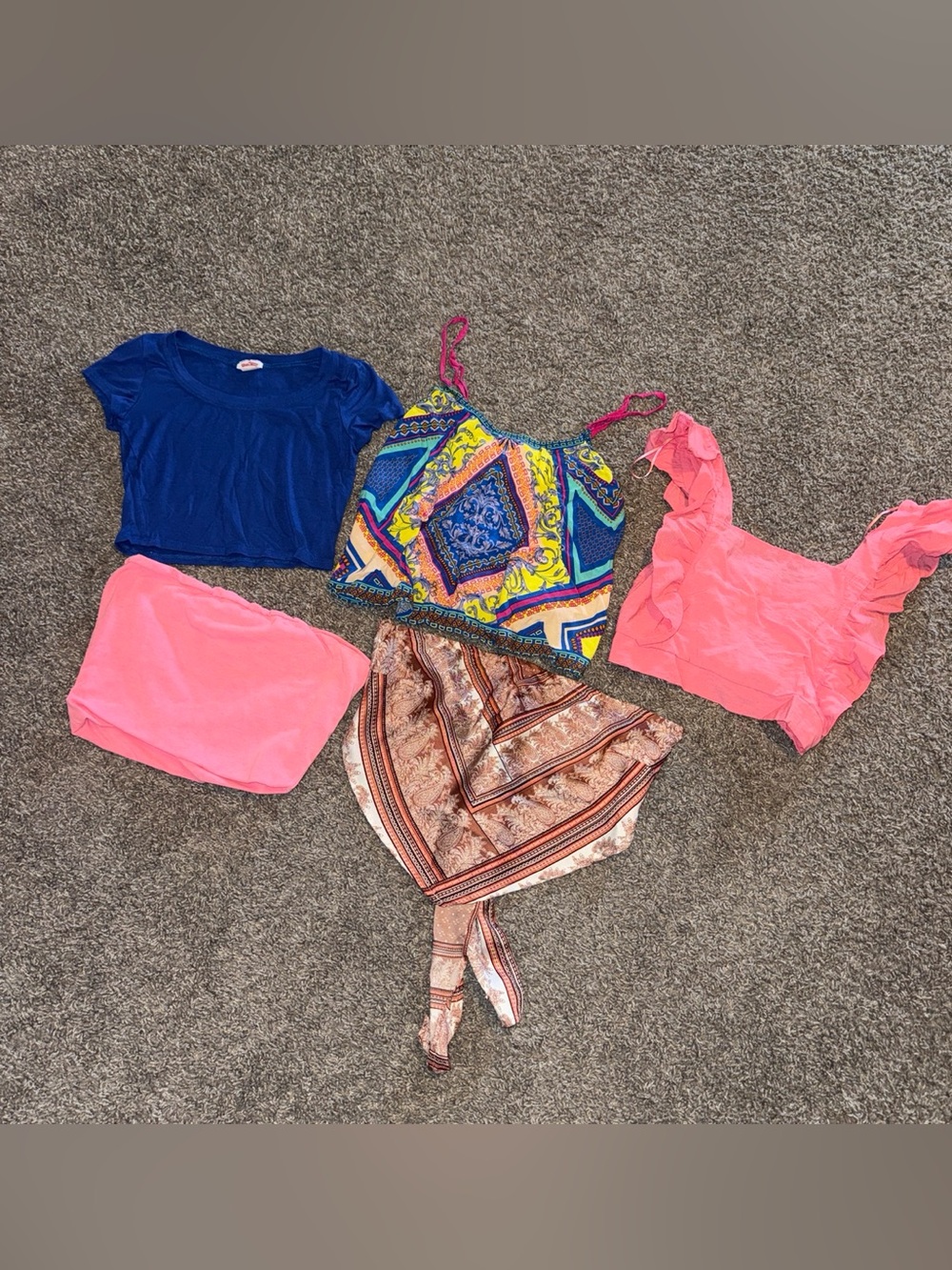 Mixed Summer Tops Lot - Bright Blue, Hot Pink, Multi-Color & Paisley